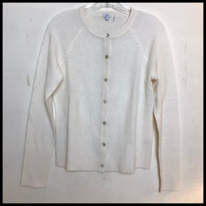 Bela NYC 100% Cashmere Winter White Soft Light Weight Cardigan Sweater Size S
